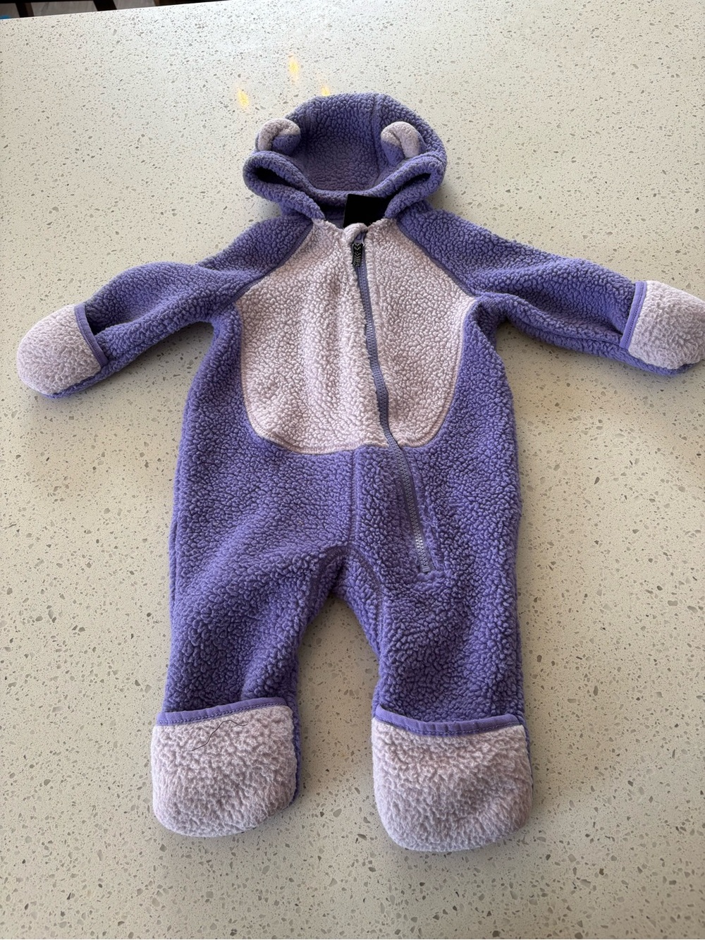 Ripzone 3-6 Months Fuzzy Purple Bunting Onesie